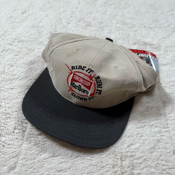 New Vintage 90s Marlboro Unlimited Ride It Run It Climb It Strapback Hat - Picture 1 of 5